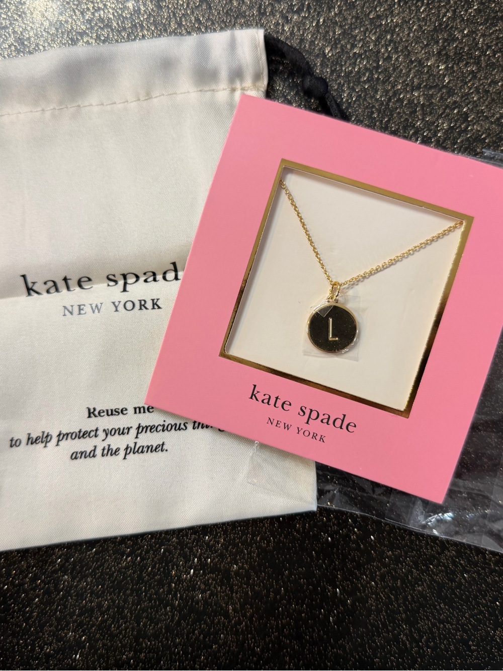 kate spade New York Gold Initial Pendant Necklace - L